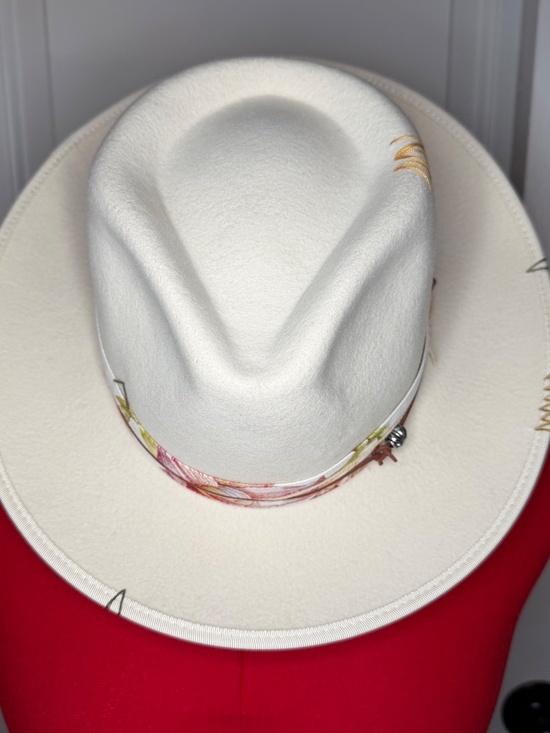 Ruediger Australian Wool Wide Brim Womens Hat Off White Floral Sz M - NWT main image 8
